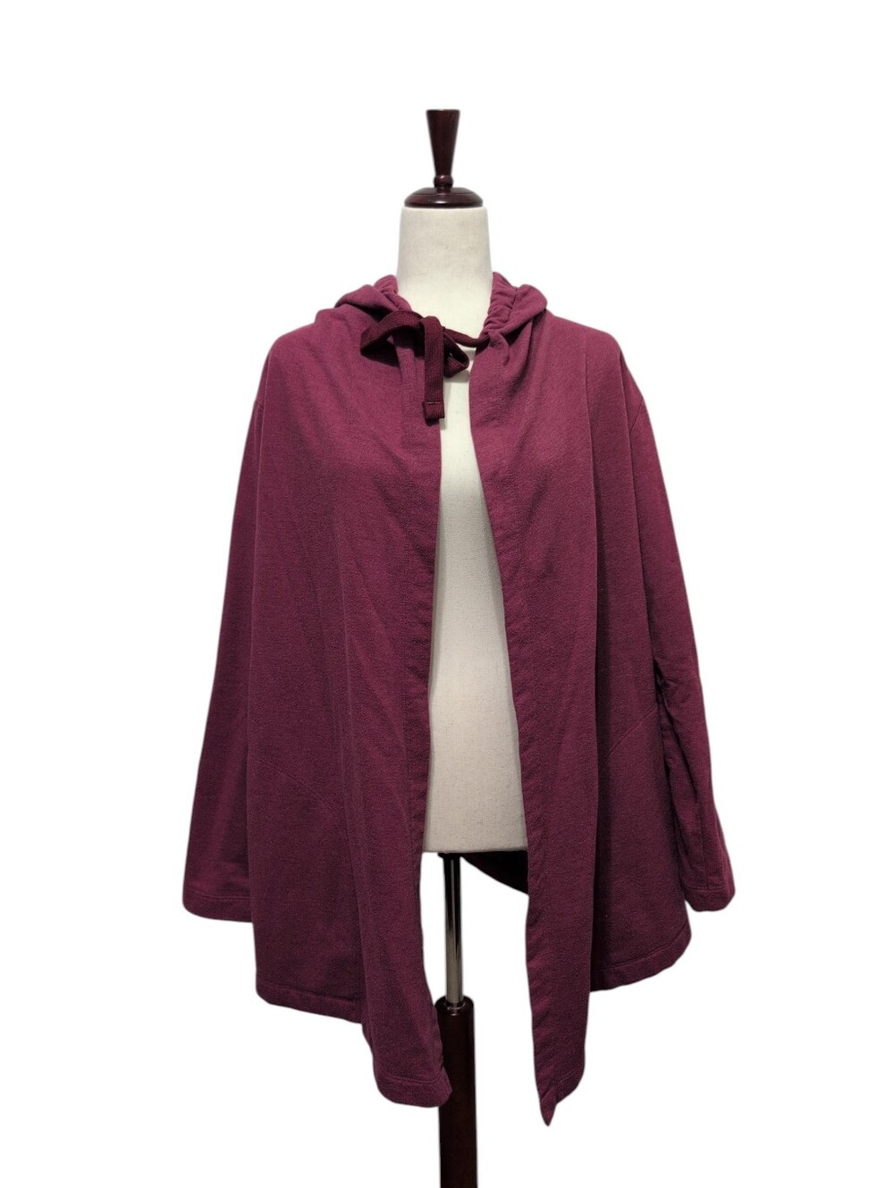 Eddie Bauer Maroon‎ Hooded Cape Open Sweatshirt Women's Size Large